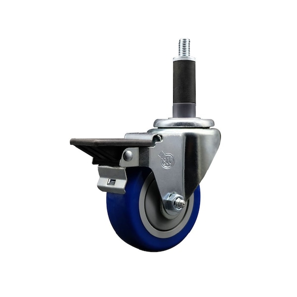 3.5'' Blue Poly Swivel 1'' Expanding Stem Caster with Brake